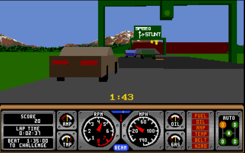 Hard Drivin - Atari ST game screenshot (1989) by Domark